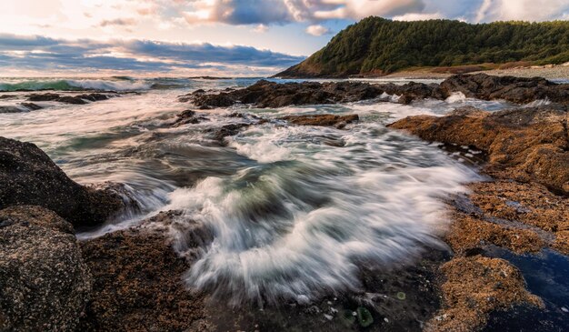 Foto tide pools op een strand in oregon