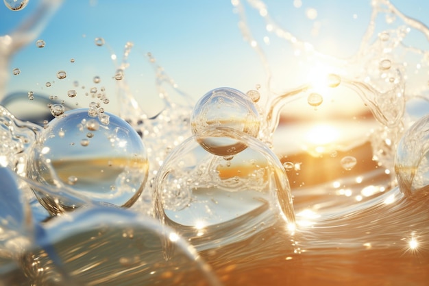 写真 砂の上で泡が流れる潮汐