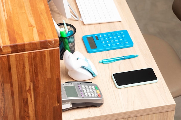 Photo tidy desk of medical assistant