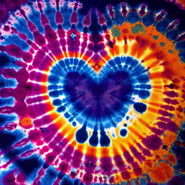 Foto tie dye achtergrond hartvorm hippie kleurrijk overhemd behang