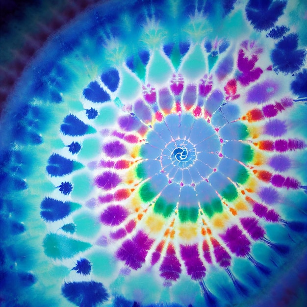 Tie dye achtergrond met swirl of spiraal hippie kleurrijk behang