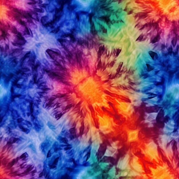 tie dye background with a multicolored flower pattern generative ai