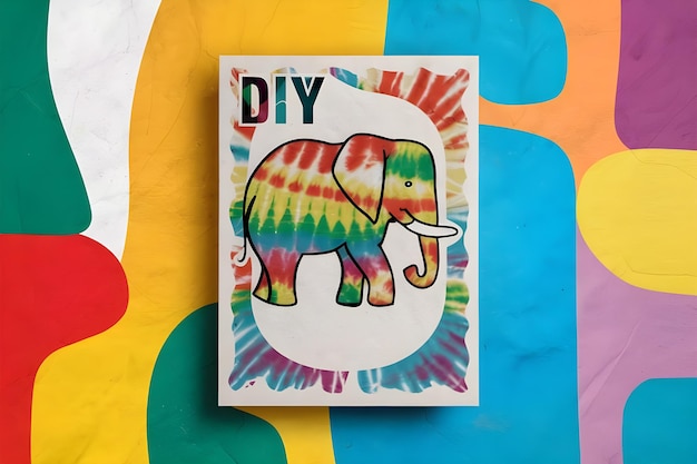 Photo tie dye colorful elephant art