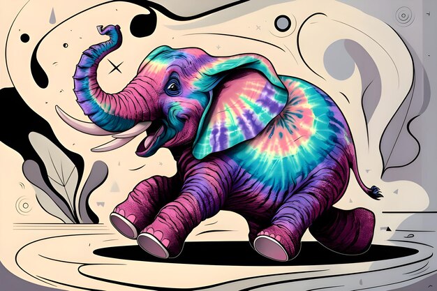 tie dye elephant art