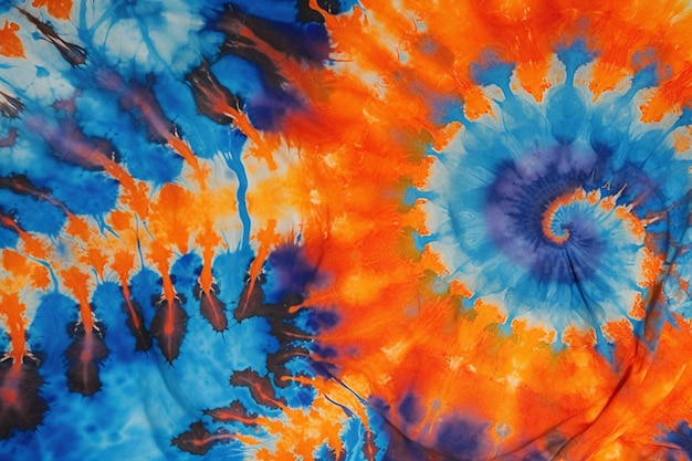 Tie-dye is een levendige generatieve ai in blauwe en oranje kleuren