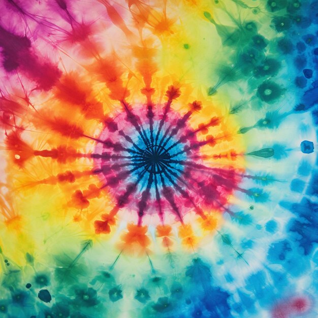 tie dye is een veelkleurig patroon met een zwart centrum generatief ai