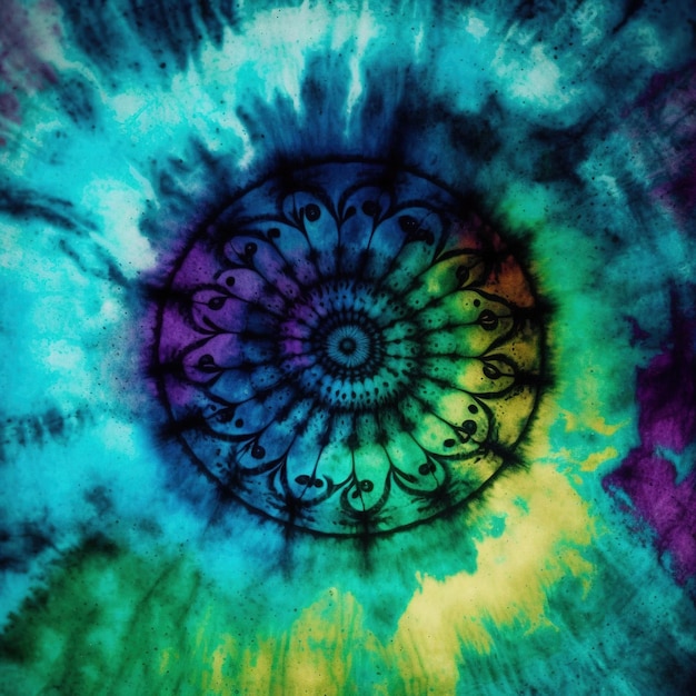 Tie dye patroon met de hand geverfd op katoenen stof