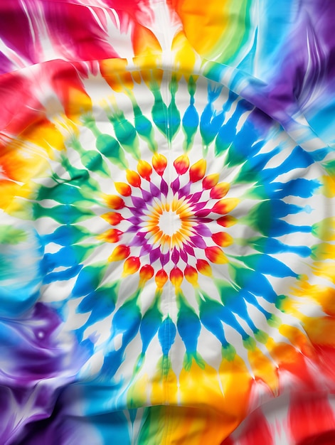 Tie dye t shirt psychedelic rainbow background with peace si clean blank white photoshoot tee