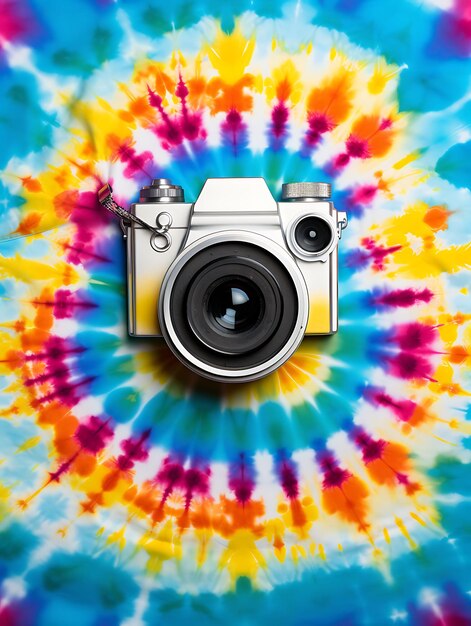 Tie dye t shirt psychedelic rainbow background with peace si clean blank white photoshoot tee