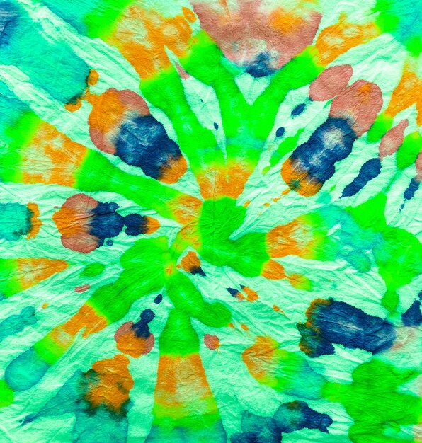 Tie Spiral Background. Hippie Batic. Vibrant Haight San Francisco Swatch. Psychedelic Swirl Textile. Green and Turquoise Freedom Tie Swirl. Boho Dyed Clothes. Reggae Watercolor Effect.