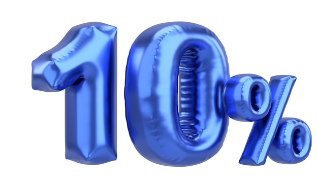 Tien procent 10 ballon tekst 3D-illustratie