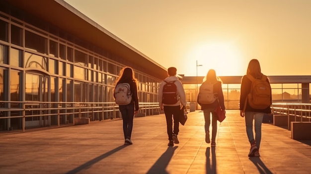 Tieners die de school verlaten op de dag na de vakantie