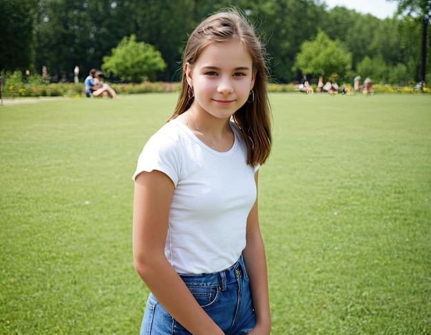 Foto tieners in het park op een zomerdag.