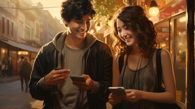 Tieners lachen naar hun smartphone.
