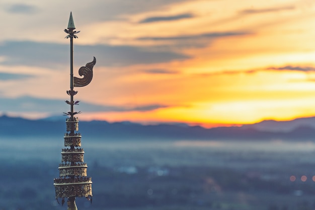 The tiered top of the golden pagoda