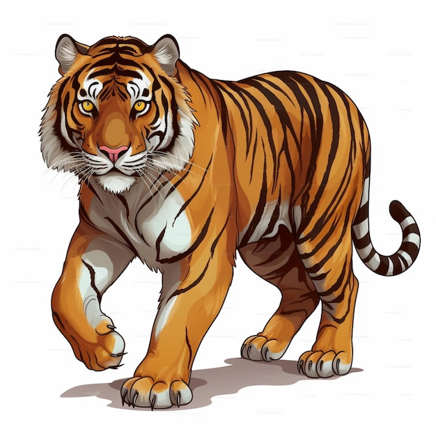 Tiger 2d cartoon vector illustration on white background hd