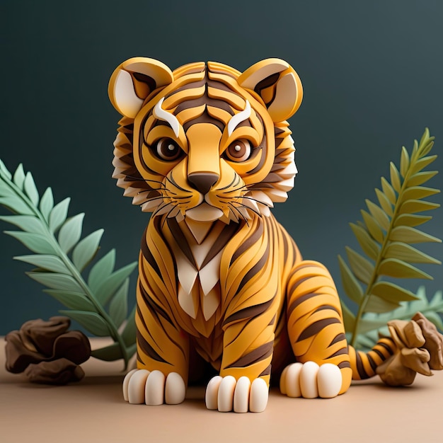 Tiger Animal Character craft with isolated studio background
