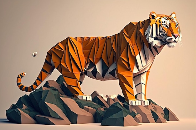 Futuristic portrait of a tiger. 3D Rendering., Ai Generative Image 23184748  Stock Photo at Vecteezy