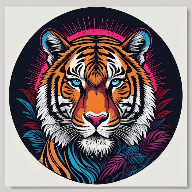 A tiger animal vector art style illustration tshirt design