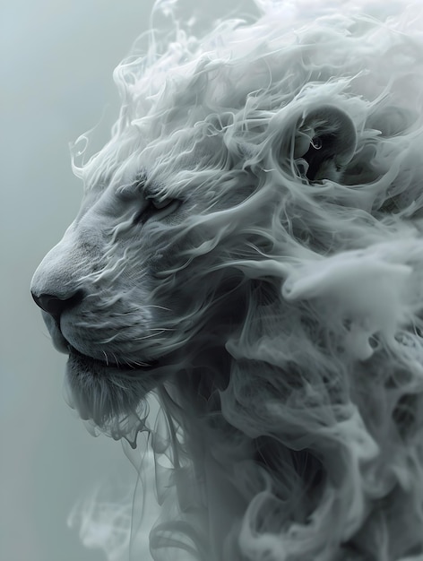 tiger animal with amazing white smoke effect
