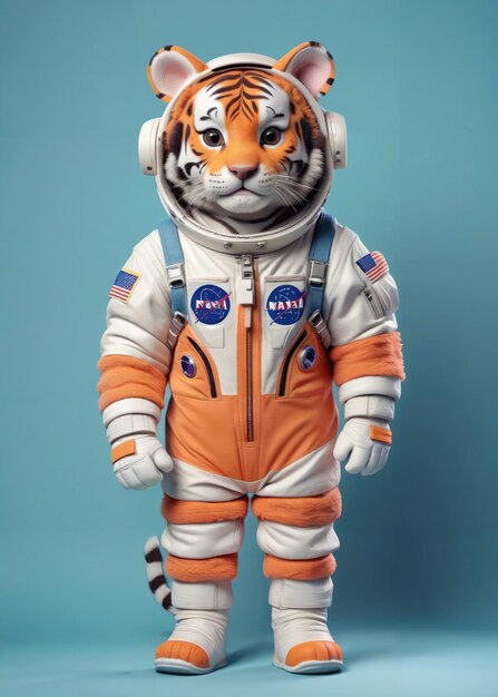 Foto tigre in tuta di astronauta