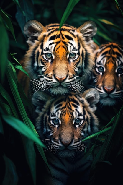 Tiger babies Portrait in jungle