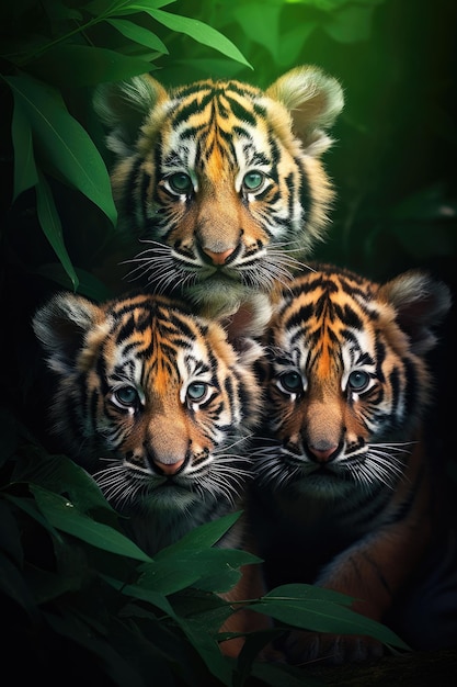 Tiger babies Portrait in jungle