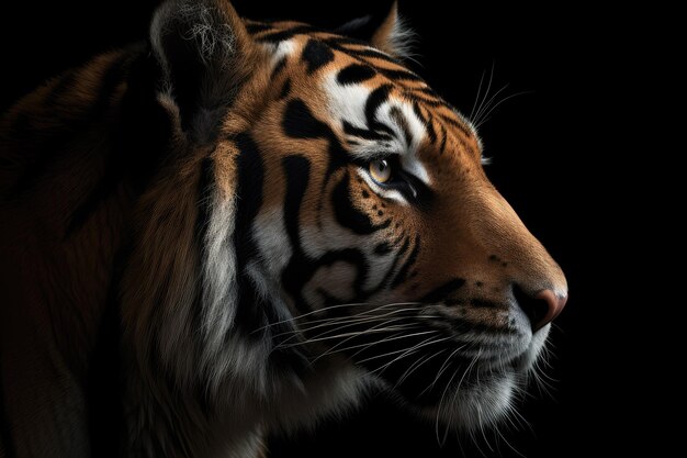 Tiger black background hyperrealistic photography perfect composition ai generated