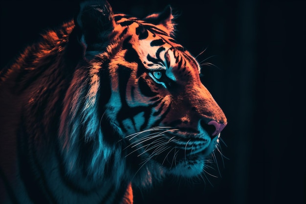 Tiger on a black background