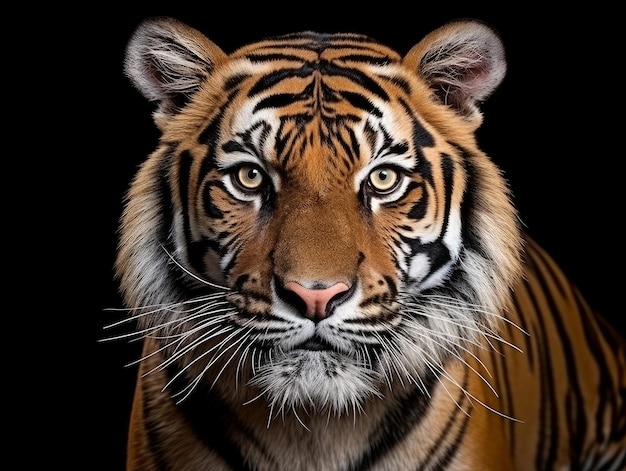 Tiger on a black background