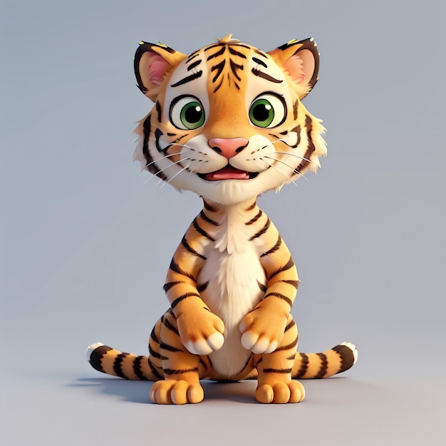 Tiger cartoon animal character icon vector cute comic style 3D animal illustration