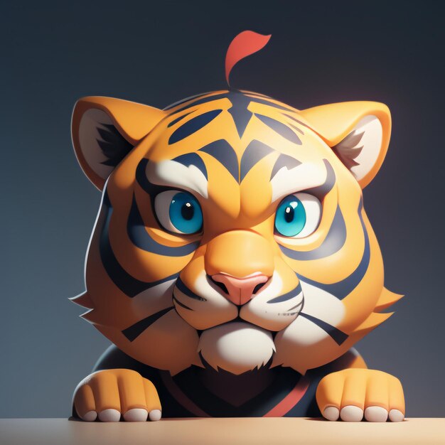 Tiger cartoon animal icon image cute comic style wild animal illustration 3d rendering c4d