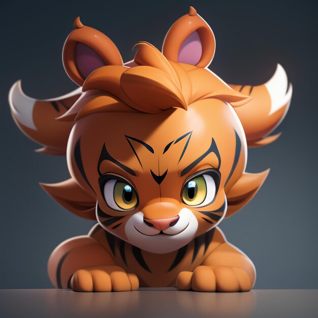 Tiger cartoon animal icon image cute comic style wild animal illustration 3D rendering C4D