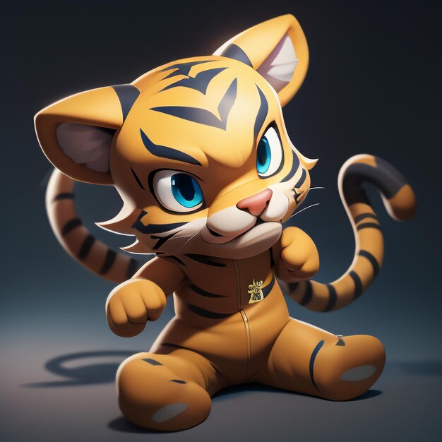 Tiger cartoon animal icon image cute comic style wild animal illustration 3d rendering c4d