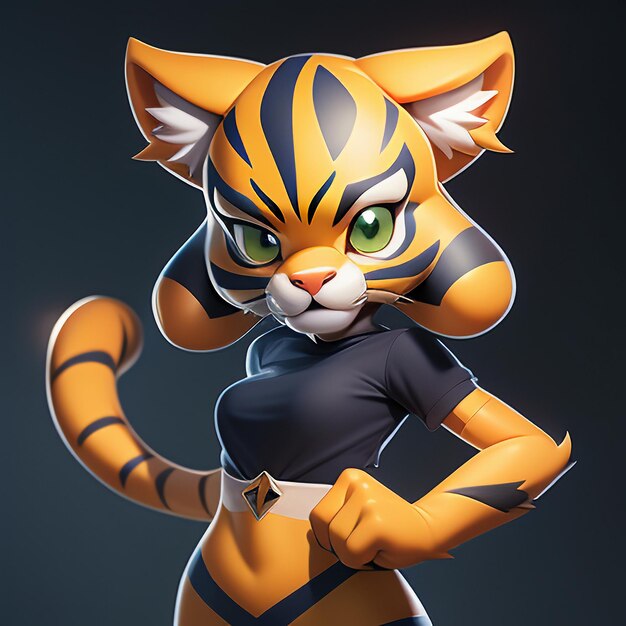 Tiger cartoon animal icon image cute comic style wild animal illustration 3d rendering c4d