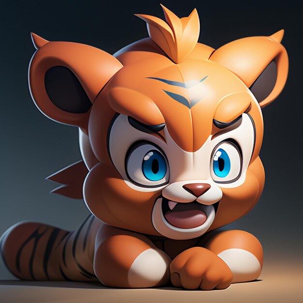 Foto immagine icona animale cartone animato tigre simpatico stile fumetto illustrazione animale selvatico 3d rendering c4d