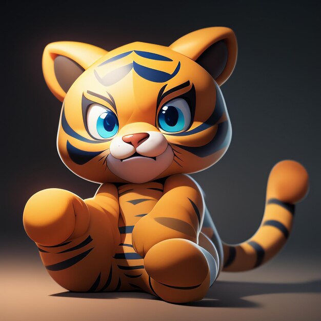 Tiger cartoon animal icon image cute comic style wild animal illustration 3d rendering c4d