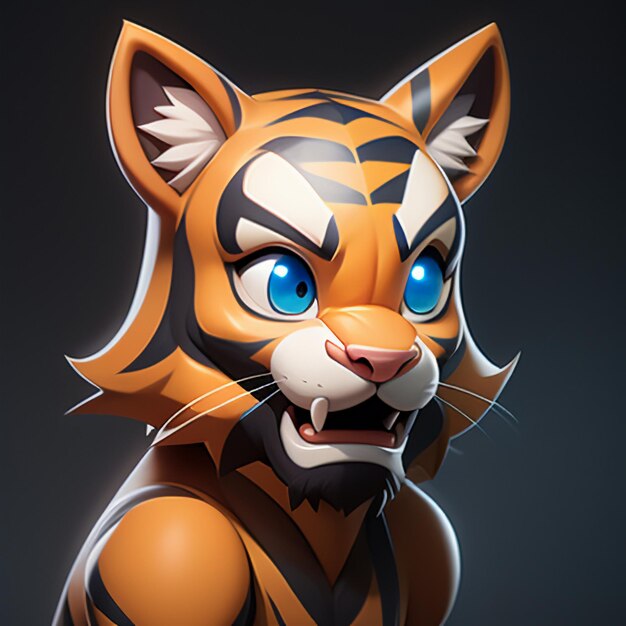 Tiger cartoon animal icon image cute comic style wild animal illustration 3D rendering C4D