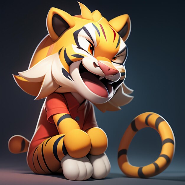 Tiger cartoon animal icon image cute comic style wild animal illustration 3D rendering C4D