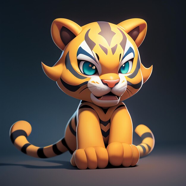 Tiger cartoon animal icon image cute comic style wild animal illustration 3d rendering c4d