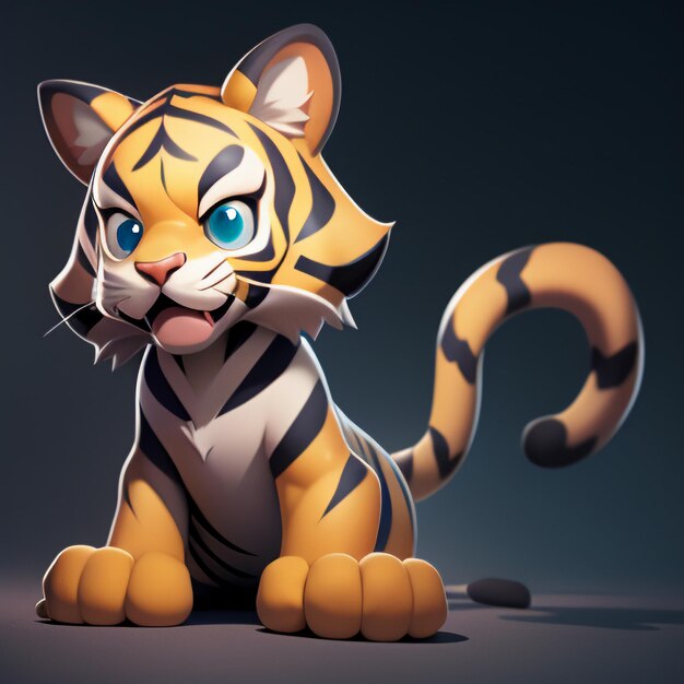 Tiger cartoon animal icon image cute comic style wild animal illustration 3d rendering c4d