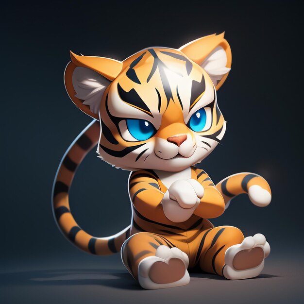 Tiger cartoon animal icon image cute comic style wild animal illustration 3d rendering c4d