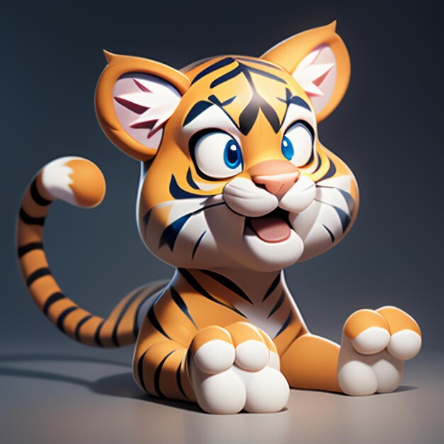 タイガー アイコン 漫画 野生動物 イラスト 3D レンダリング C4D