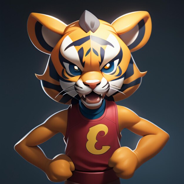 Photo tiger cartoon animal icon image cute comic style wild animal illustration 3d rendering c4d