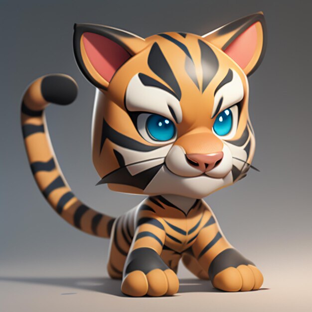 Tiger cartoon animal icon image cute comic style wild animal illustration 3d rendering c4d