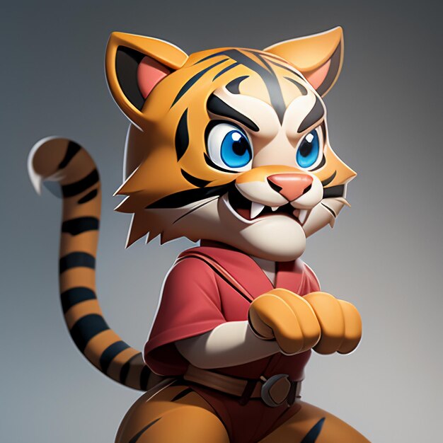 Tiger cartoon animal icon image cute comic style wild animal illustration 3d rendering c4d