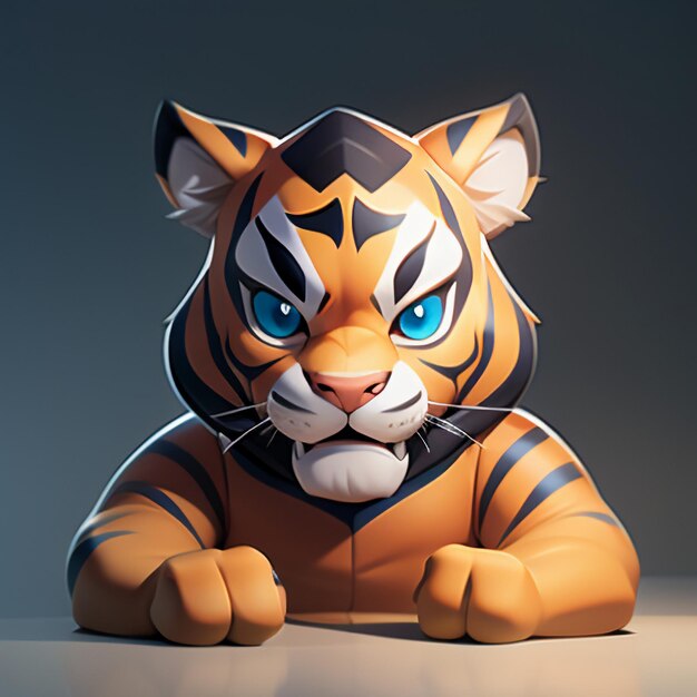 Tiger cartoon animal icon image cute comic style wild animal illustration 3d rendering c4d