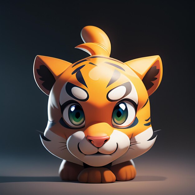 Tiger cartoon animal icon image cute comic style wild animal illustration 3D rendering C4D