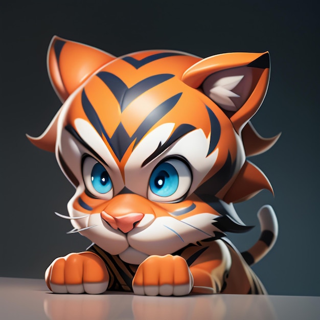 Tiger cartoon animal icon image cute comic style wild animal illustration 3D rendering C4D