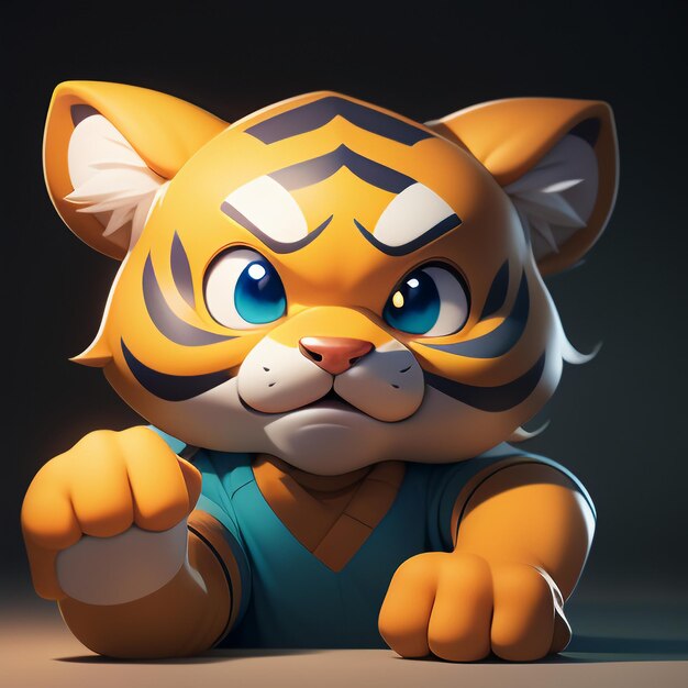 Tiger cartoon animal icon image cute comic style wild animal illustration 3d rendering c4d